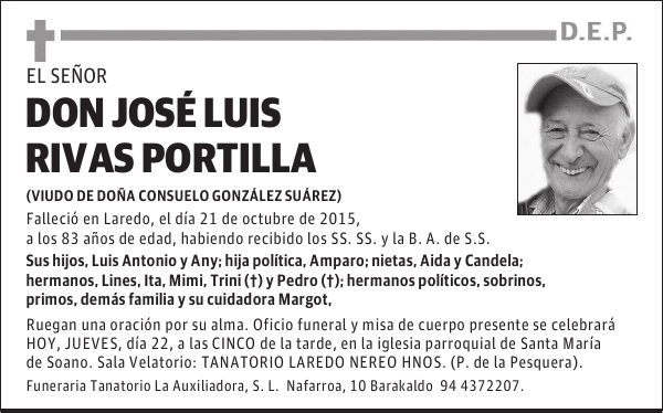 Jose Luis Rivas Portilla Esquela El Diario Monta S