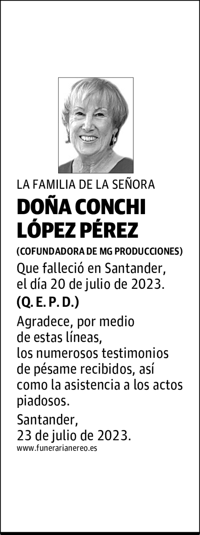 Do A Conchi L Pez P Rez Esquela De Agradecimiento El Diario Monta S