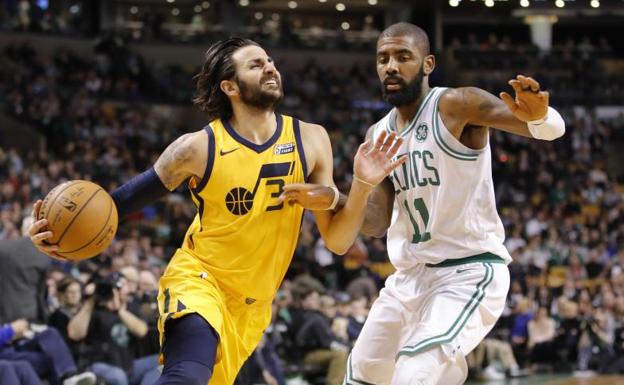 Ricky Rubio, durante el partido contra los Celtics./Reuters