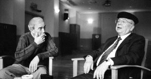 Dos colosos de la poesía americana en lengua española, el argentino Juan Gelman y el chlineno Gonzalo Rojas, también Premio Cervantes. / DM/
