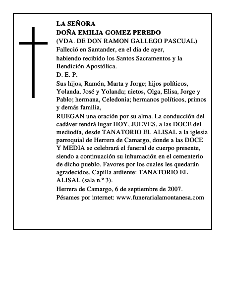 DOÑA EMILIA GOMEZ PEREDO