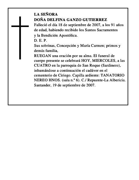 DOÑA DELFINA GANZO GUTIERREZ