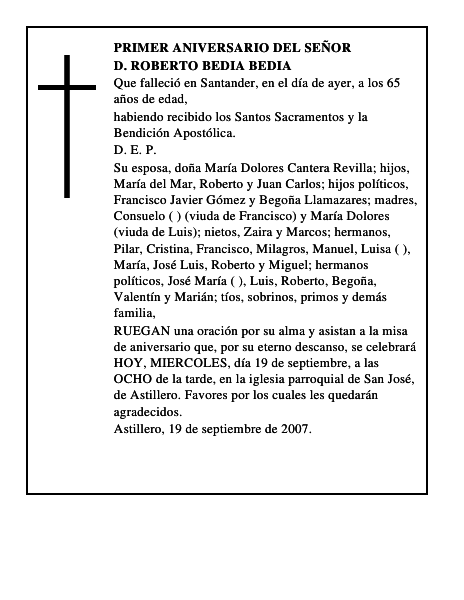 D. ROBERTO BEDIA BEDIA