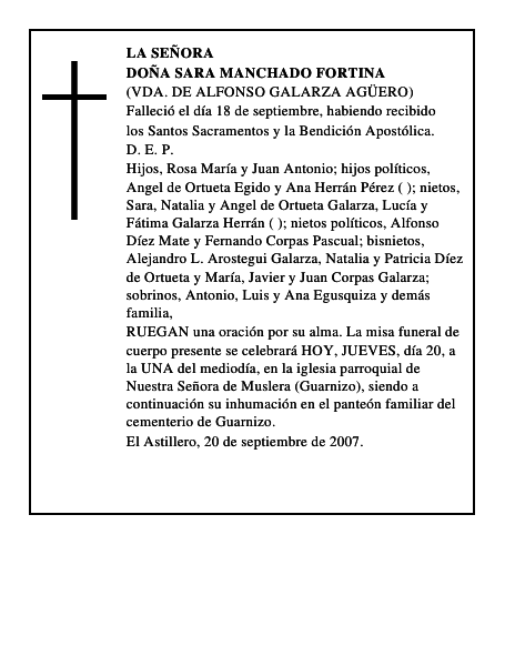 DOÑA SARA MANCHADO FORTINA