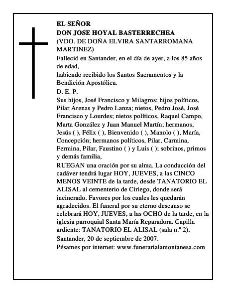 DON JOSE HOYAL BASTERRECHEA