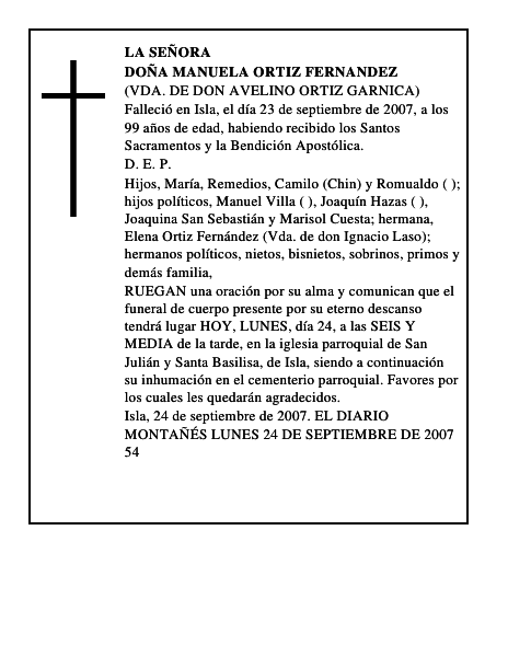 DOÑA MANUELA ORTIZ FERNANDEZ