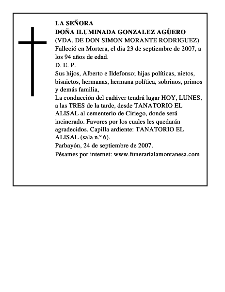 DOÑA ILUMINADA GONZALEZ AGÜERO