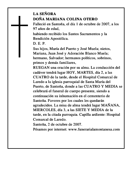 DOÑA MARIANA COLINA OTERO