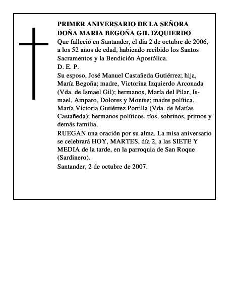 DOÑA MARIA BEGOÑA GIL IZQUIERDO