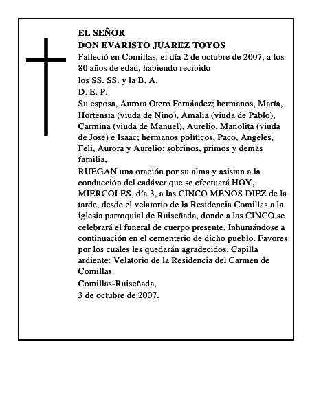 DON EVARISTO JUAREZ TOYOS