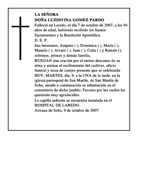 DOÑA LUZDIVINA GOMEZ PARDO