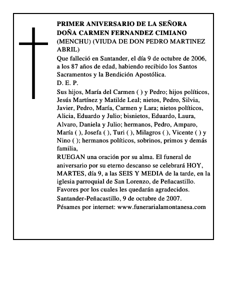 DOÑA CARMEN FERNANDEZ CIMIANO