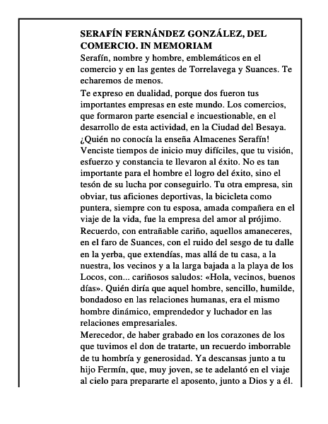 Serafín Fernández González, del comercio. In memoriam