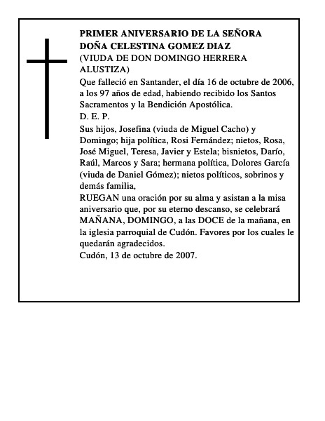 DOÑA CELESTINA GOMEZ DIAZ