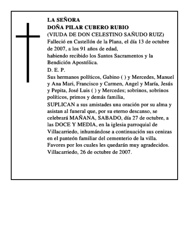 DOÑA PILAR CUBERO RUBIO