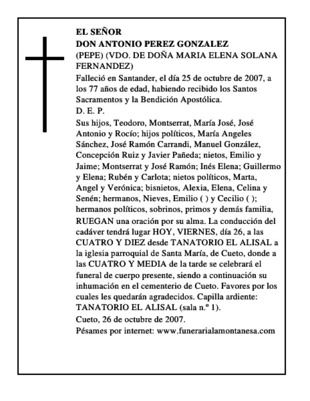 DON ANTONIO PEREZ GONZALEZ
