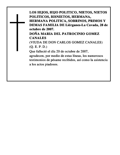 DOÑA MARIA DEL PATROCINIO GOMEZ CANALES