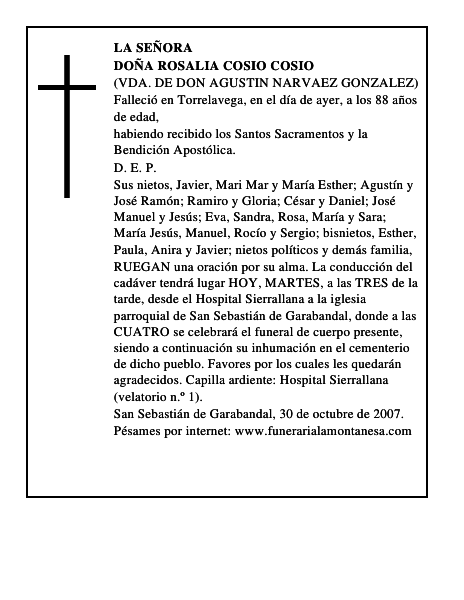 DOÑA ROSALIA COSIO COSIO