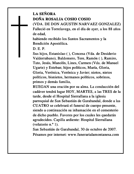 DOÑA ROSALIA COSIO COSIO