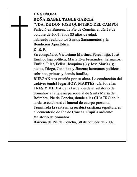 DOÑA ISABEL TAGLE GARCIA