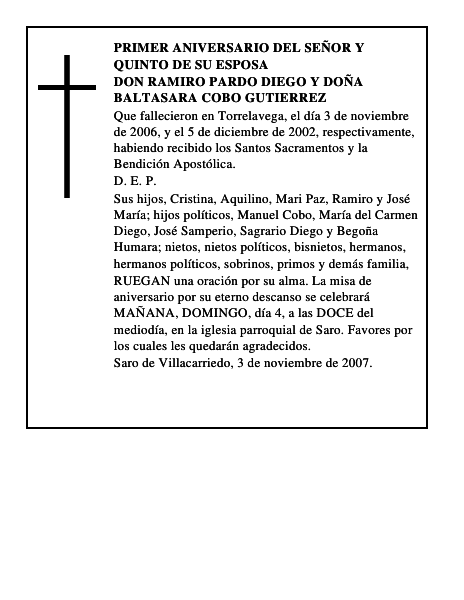 DON RAMIRO PARDO DIEGO y DOÑA BALTASARA COBO GUTIERREZ