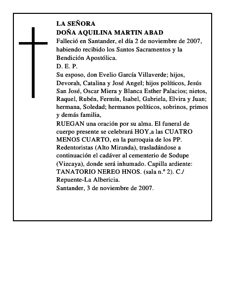 DOÑA AQUILINA MARTIN ABAD