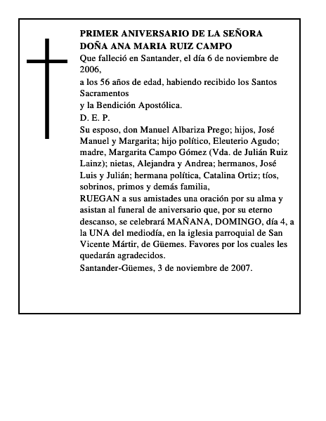 DOÑA ANA MARIA RUIZ CAMPO