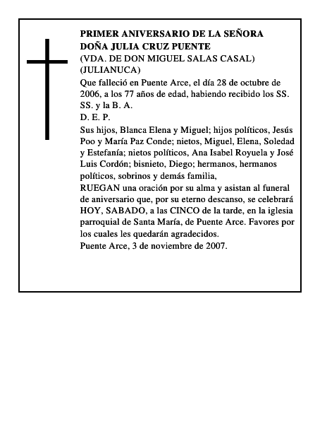 DOÑA JULIA CRUZ PUENTE