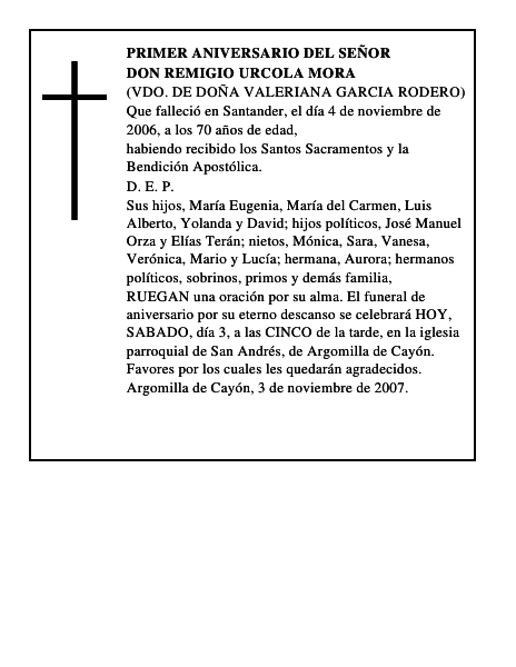 DON REMIGIO URCOLA MORA