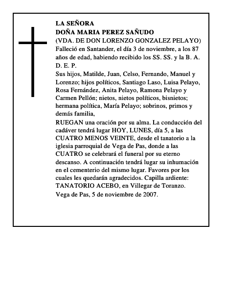 DOÑA MARIA PEREZ SAÑUDO