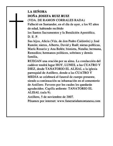 DOÑA JOSEFA RUIZ RUIZ