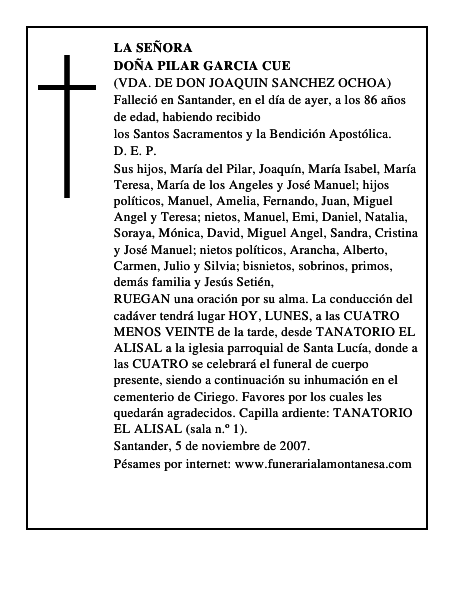 DOÑA PILAR GARCIA CUE
