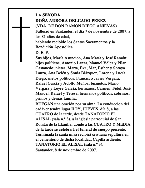 DOÑA AURORA DELGADO PEREZ