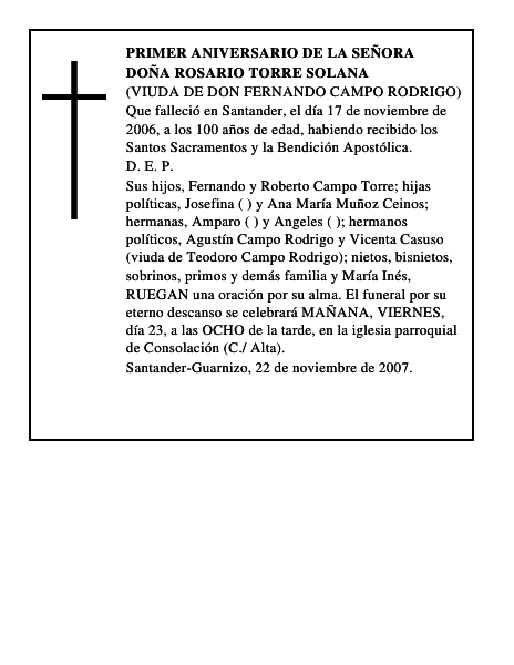 DOÑA ROSARIO TORRE SOLANA