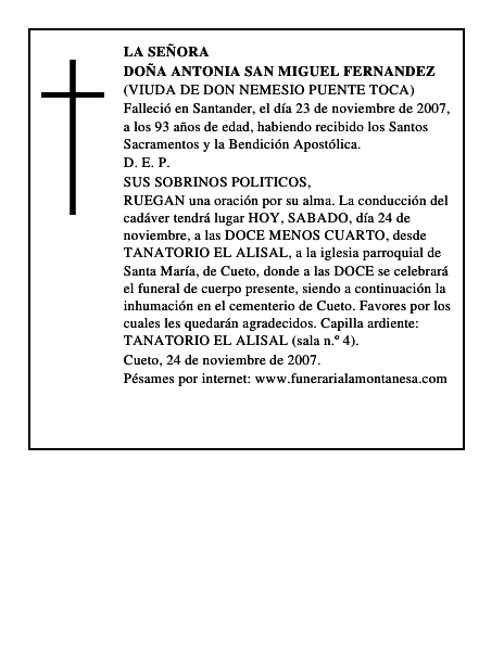 DOÑA ANTONIA SAN MIGUEL FERNANDEZ