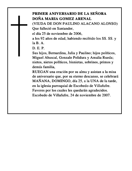 DOÑA MARIA GOMEZ ARENAL