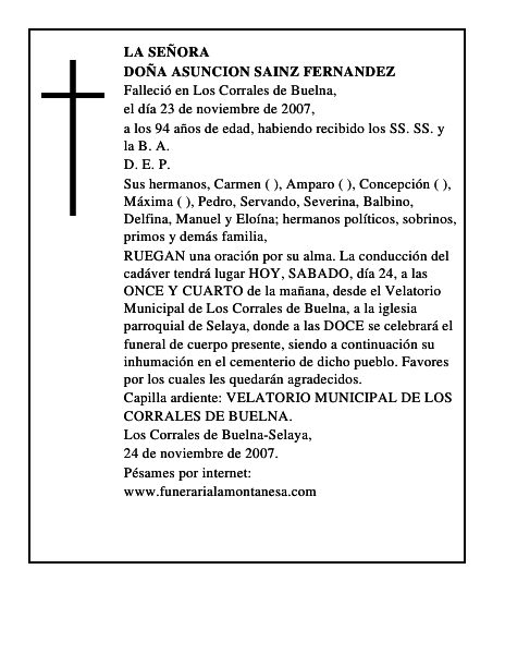 DOÑA ASUNCION SAINZ FERNANDEZ