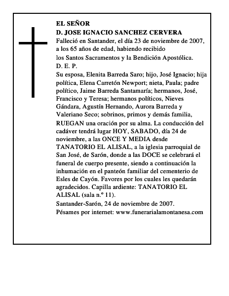 D. JOSE IGNACIO SANCHEZ CERVERA