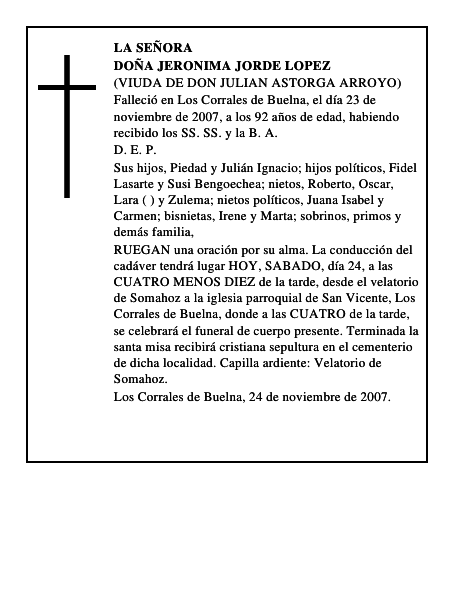DOÑA JERONIMA JORDE LOPEZ