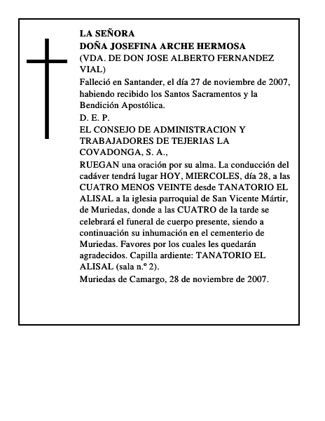 DOÑA JOSEFINA ARCHE HERMOSA