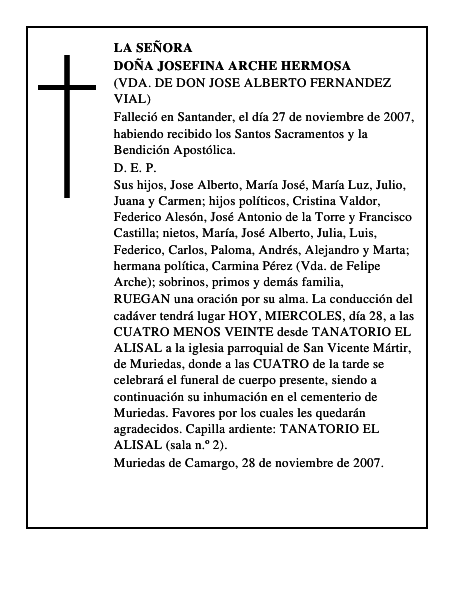 DOÑA JOSEFINA ARCHE HERMOSA