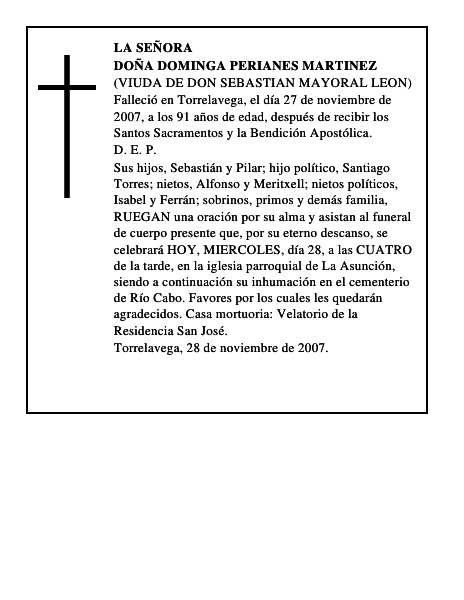 DOÑA DOMINGA PERIANES MARTINEZ