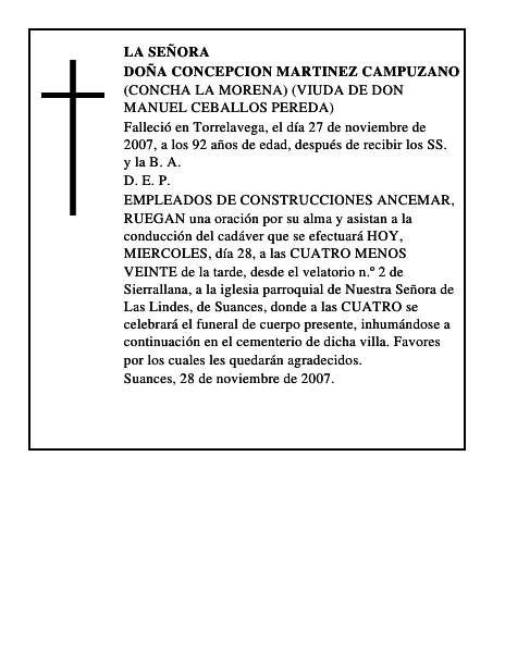 DOÑA CONCEPCION MARTINEZ CAMPUZANO