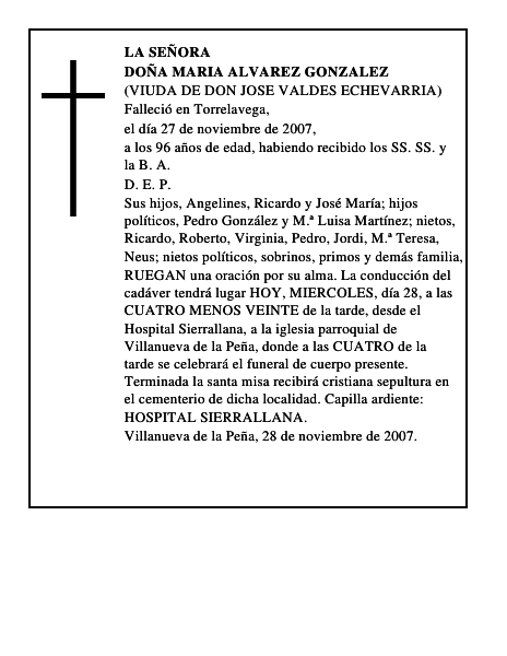 DOÑA MARIA ALVAREZ GONZALEZ