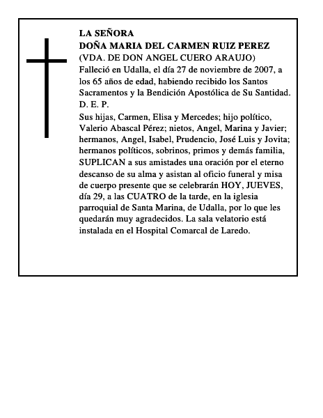 DOÑA MARIA DEL CARMEN RUIZ PEREZ