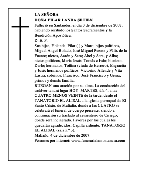 DOÑA PILAR LANDA SETIEN