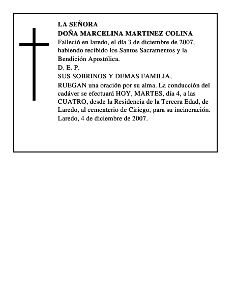 DOÑA MARCELINA MARTINEZ COLINA