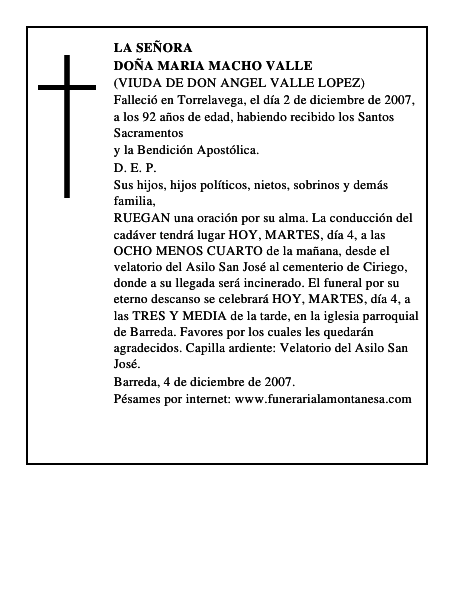 DOÑA MARIA MACHO VALLE