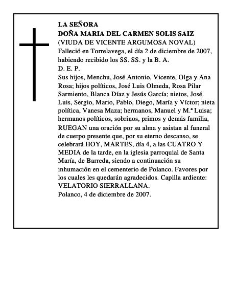 DOÑA MARIA DEL CARMEN SOLIS SAIZ
