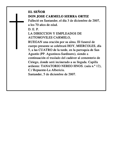 DON JOSE CARMELO SIERRA ORTIZ